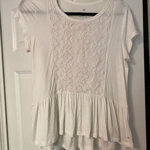 American Eagle White Ruffle Top
